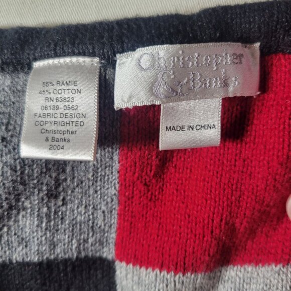 Christopher & Banks Men's Classic Work Checkered Cotton Blend Knit Scarf Wrap - Picture 3 of 3